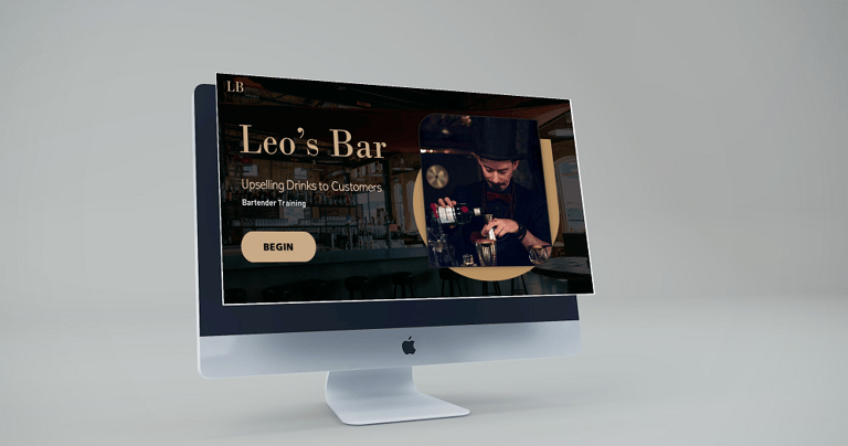 a computer monitor screen displaying a picture of a man pouring a drink