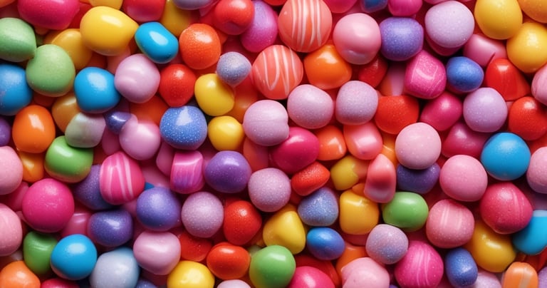 Brightly wrapped assorted candy and sweets