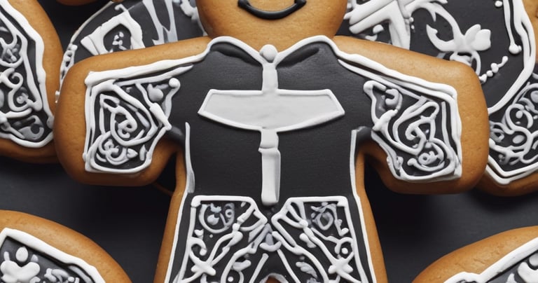 A child happily holding a superhero-shaped biscuit with a big smile.