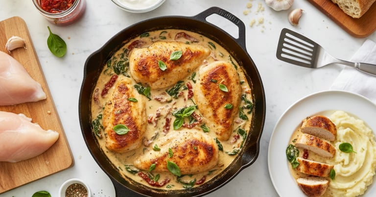Creamy Tuscan Chicken Recipe | Restaurant-Quality Garlic Cream Sauce