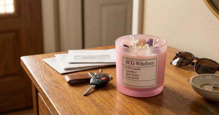 a pink candle used in spellwork