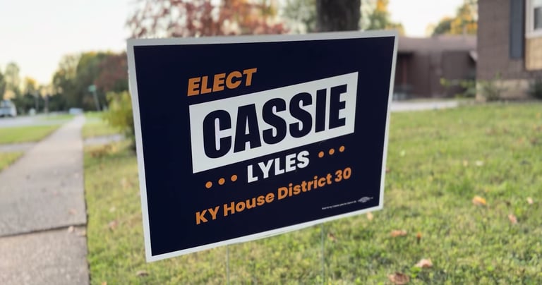 a sign that says, elect Cassie Lyles