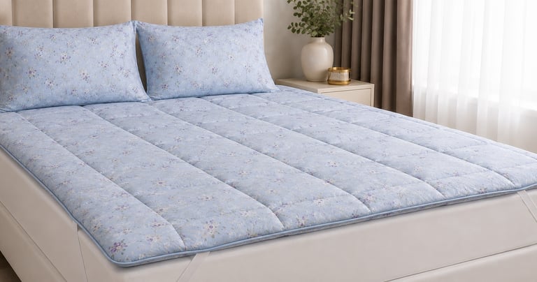 Export-quality mattress toppers with quilted finishing, superior cushioning, and durable fabric cons