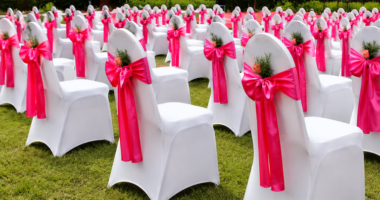 Elegant chair bows designed for weddings, events, hotels, and international event decoration supplie