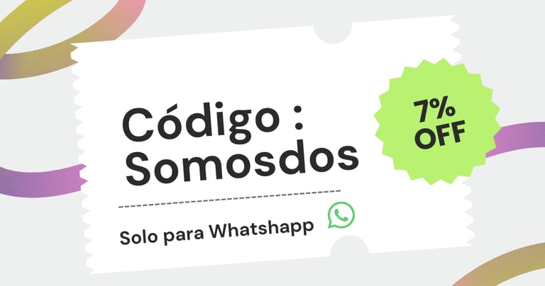 Digital coupon for 7% off with code Somosdos exclusively for WhatsApp orders.
