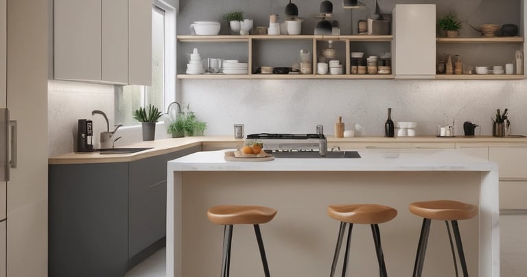 A cozy living room setup with stylish furniture and decor.