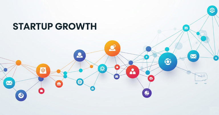 Colorful network showing startup growth.