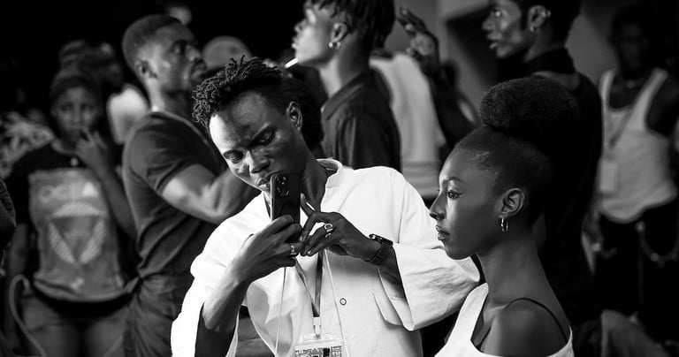 Kofi Dotse working backstage during fashion week