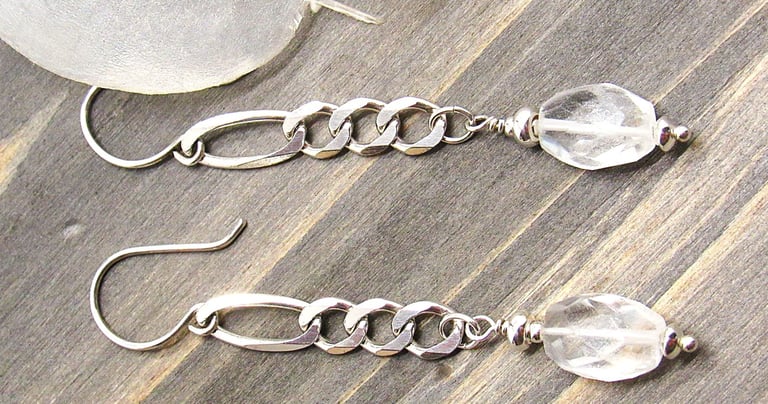 sterling silver chain and topaz earrings
