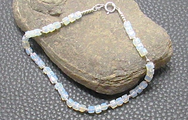 beaded sterling silver bracelet cube beaded