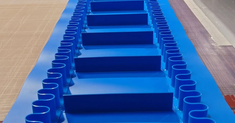 perfil guia para banda transportadora, pared lateral banda transportadora, guias pvc, perfiles pvc 