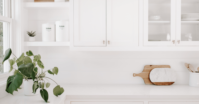 Clean kitchen with white cabinets and white cabinets CleanX Pro