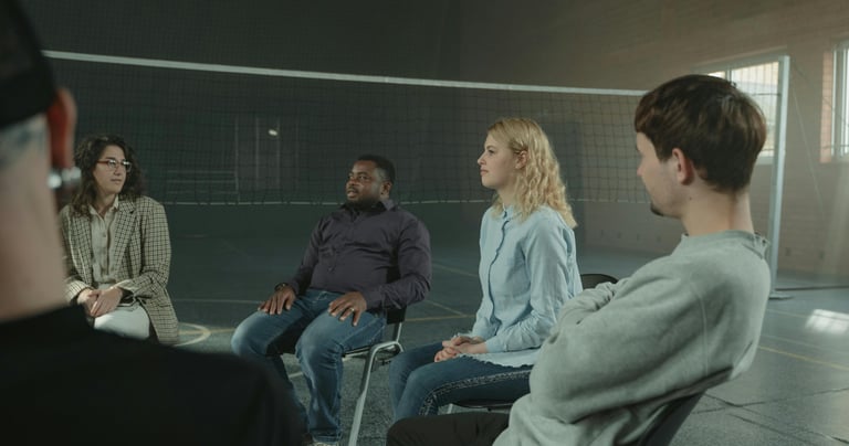 People taking group therapy