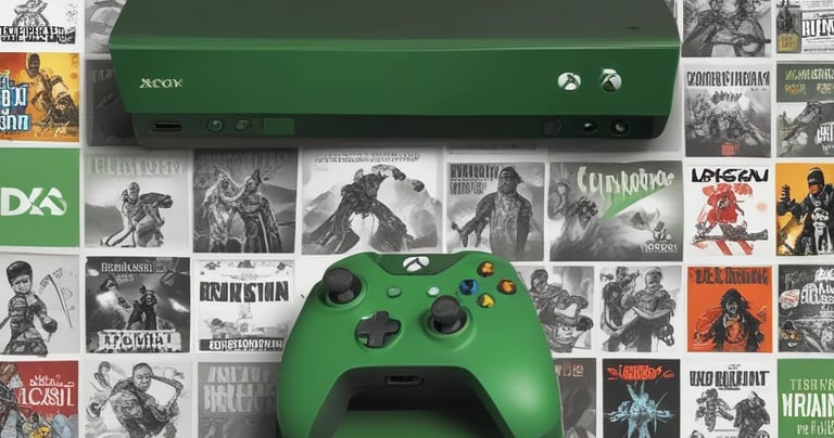 Xbox gift cards alongside a console and headset on a blue-themed background.