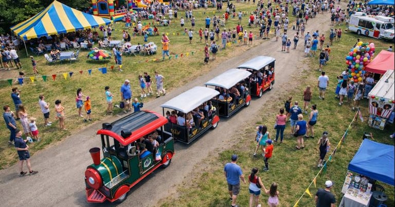 trackless train at festival