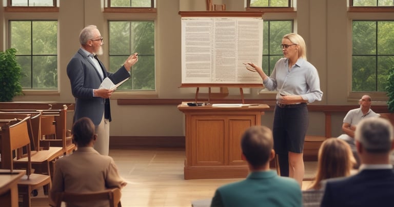 Maestros y pastores en un grupo de estudio de versículos bíblicos.