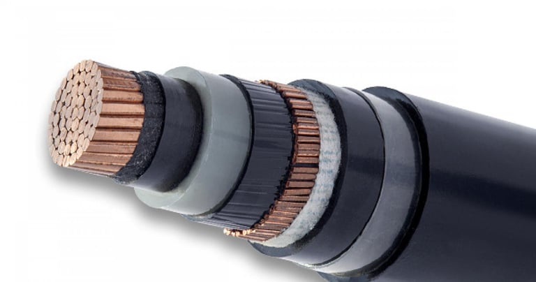 a close up of a cable with a cable Kabel Metal Indonesia
