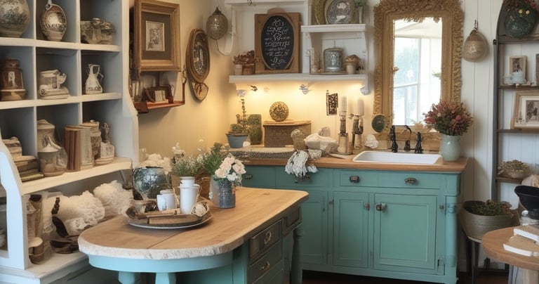 A warm, inviting living room corner featuring restored vintage furniture and soft textiles.