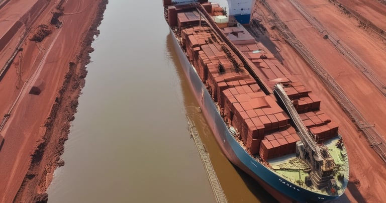 un Panamax entrain d'être chargé dans un port minier en Guinée bauxite