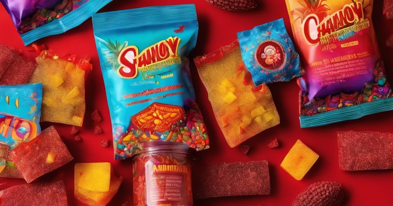 dulces de mango y piña enchilada. chuches. mango y piña deshidratada.