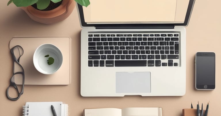 Ordinateur portable et carnet sur un bureau, illustrant un mini-cours en ligne pour débutants pour a