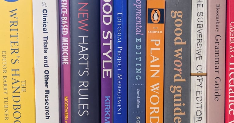 editorial books on a shelf