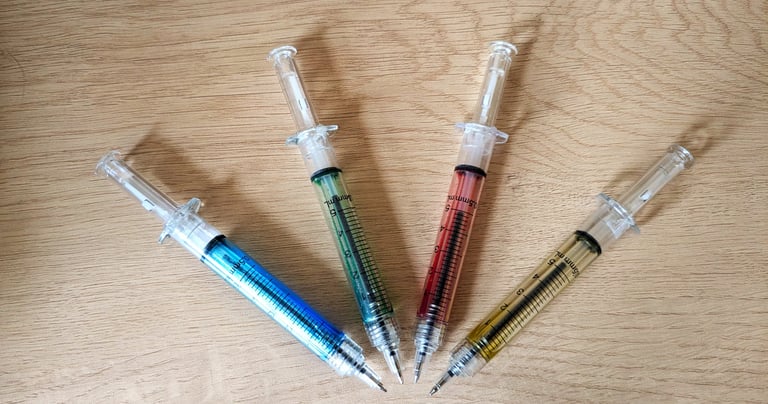 pens in the shape of syringes