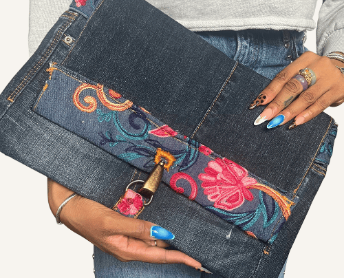 Denim Conversion Denim handbag clutch