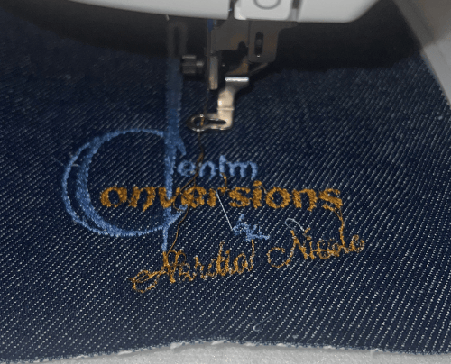 Denim Conversion denim handbag logo