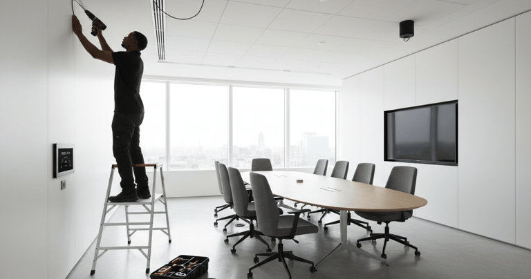 av systems installation in a meeting room