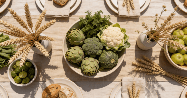 a table with bread and bread on it