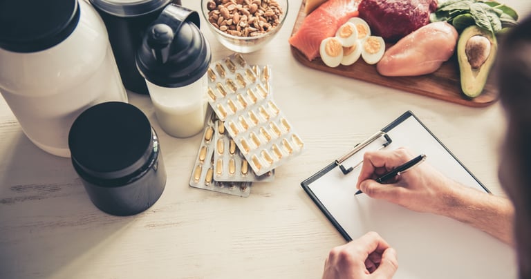 Custom meal plans and nutrition strategy, certified coach creating macro targets, shopping lists