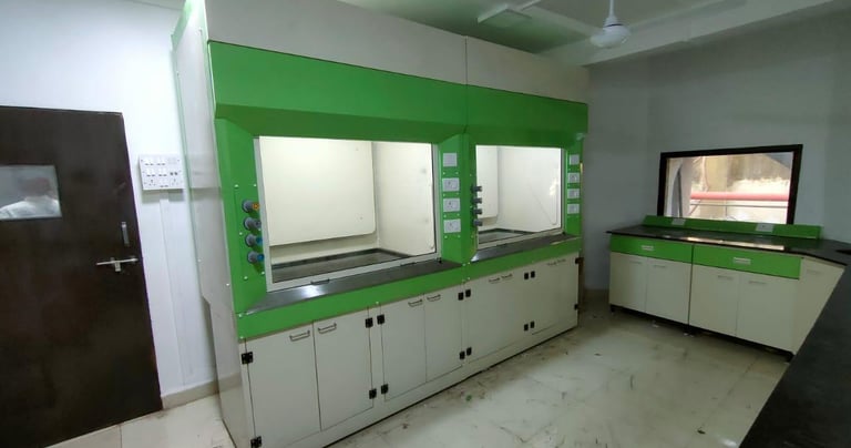 Custom fabricated fume hood for research lab