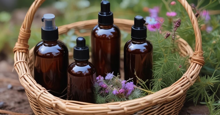 An open digital tablet displaying a colorful foraging guide with hand-drawn forest plants.