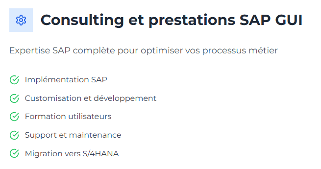 Consulting et prestation SAP