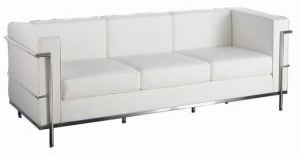a white leather sofa - event rental furniture