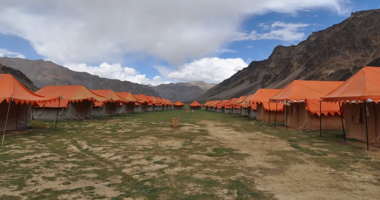 Tracey Billington riding the Leh to Manali highway over the great Himalayan range, Ladakh, India 