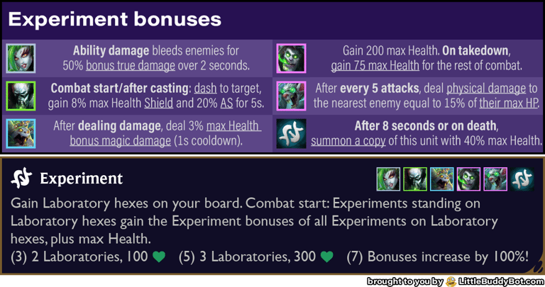 Teamfight Tactics TFT Set 13 Into the Arcane Experiment trait bonuses Zyra Urgot Nunu Mundo Twitch
