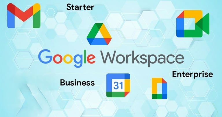 Gmail, Drive, Docs, Sheets, Slides, Calendar, etc.