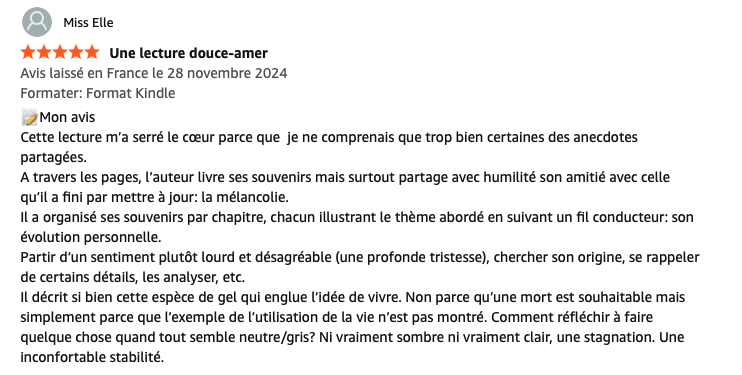 Avis du livre le rêve du petit chien blanc laissé sur le site Amazon.fr