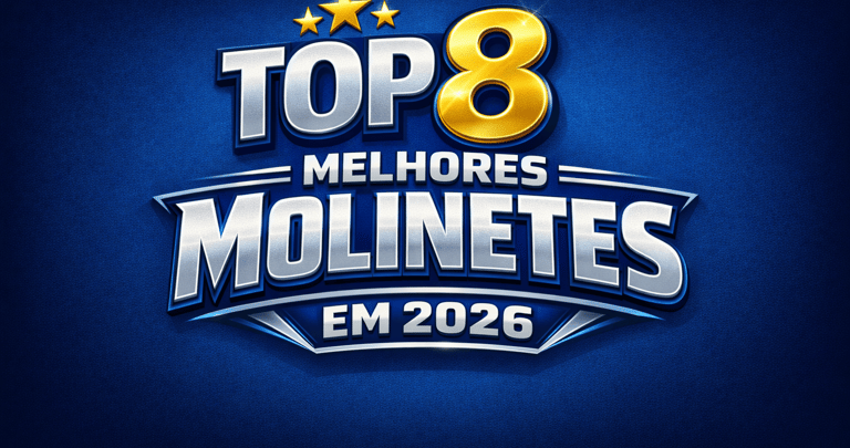 top 8 melhores molinetes em 2026 imagem fundo azul letras brancas numero 8 dourado .