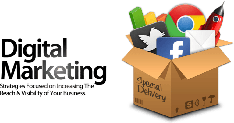 a box with a box of social media and a box of social media