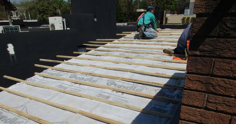 Setting out roof structure before installation of roof tiles, Environmental Pro Construction