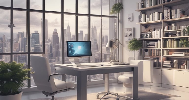 A business team collaborating over data charts on a laptop in a modern office.