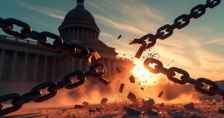 Image of chains breaking symbolizing freedom