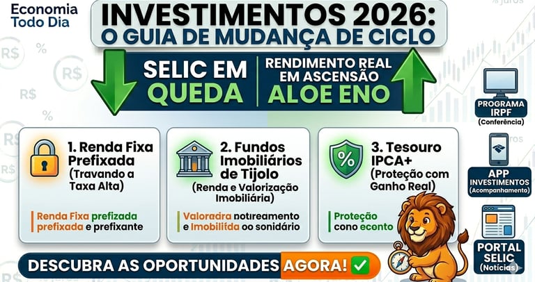Melhores investimentos para 2026 com juros em queda