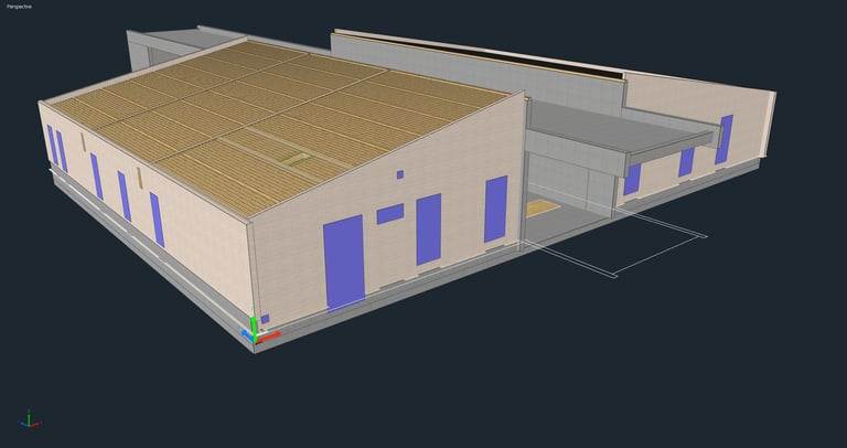 Vue aérienne 3D du centre d'accueil
