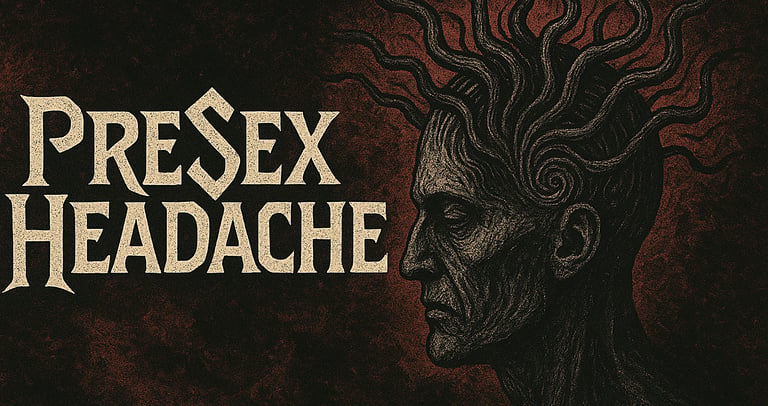 PreSexHeadache artwork with gothic band logo and a dark root-like human figure