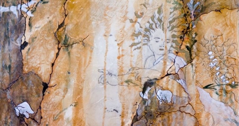 Make UP 2000 16” x 20” Acrylic, Plaster on Canvas Private Collection