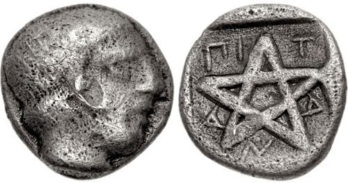 Thu pentacle coin with runes 300 BCE